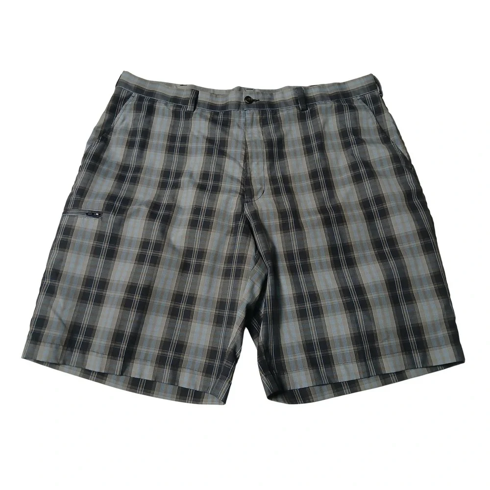 Grand Slam Mens Plaid Golf Shorts Blue Grey Black Size 40 Performance Activewear